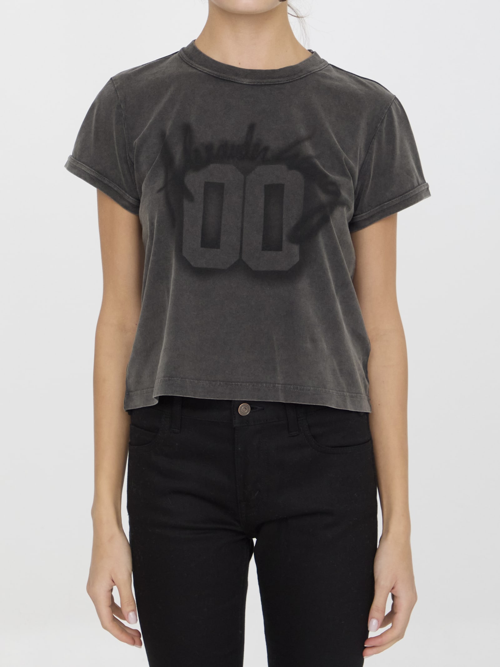 Shop Alexander Wang T-shirt With 00 Graphic In Grey