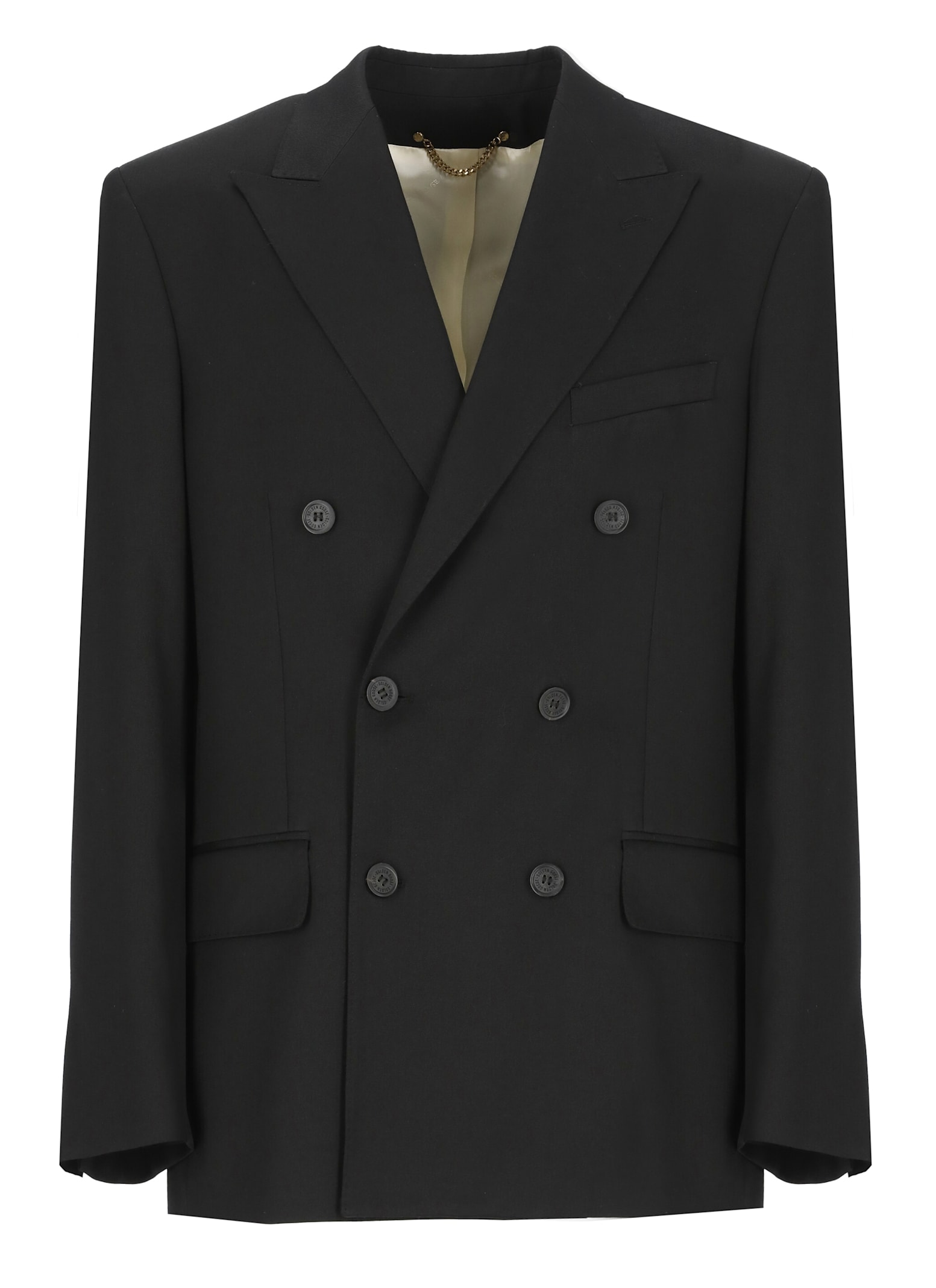 Golden Goose Black Wool Double-breasted Jacket In Black