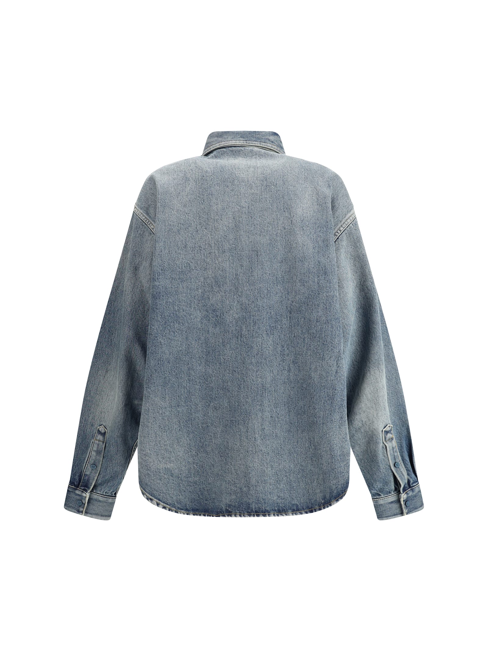 Balenciaga Logo-embroidered Denim Jacket In Blue