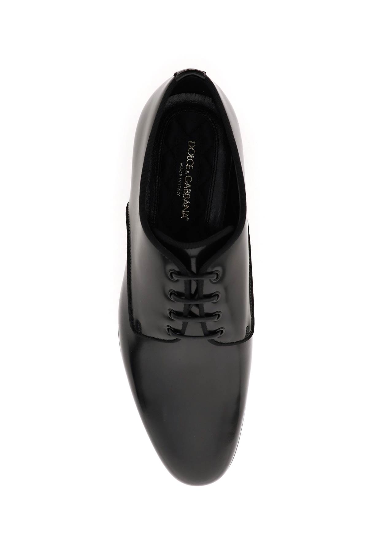 Shop Dolce & Gabbana Raffaello Brushed Leather Derby Shoes In Nero