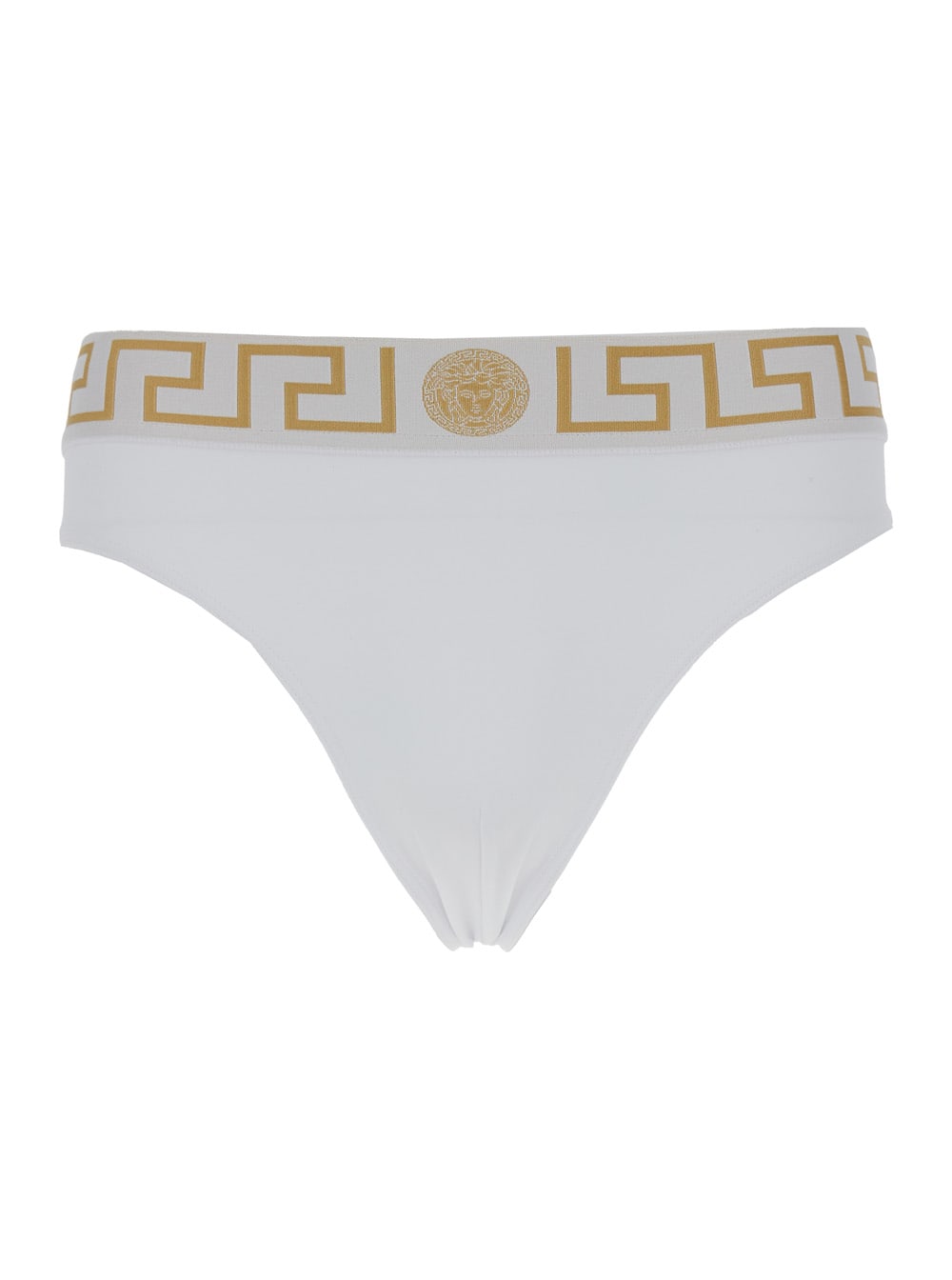 Shop Versace White Speedo With Greca Detail In Tech Fabric Man