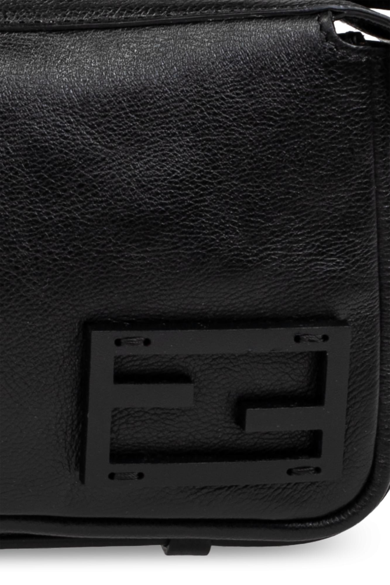 Shop Fendi Leather Shoulder Bag Smiply  Mini In Nero