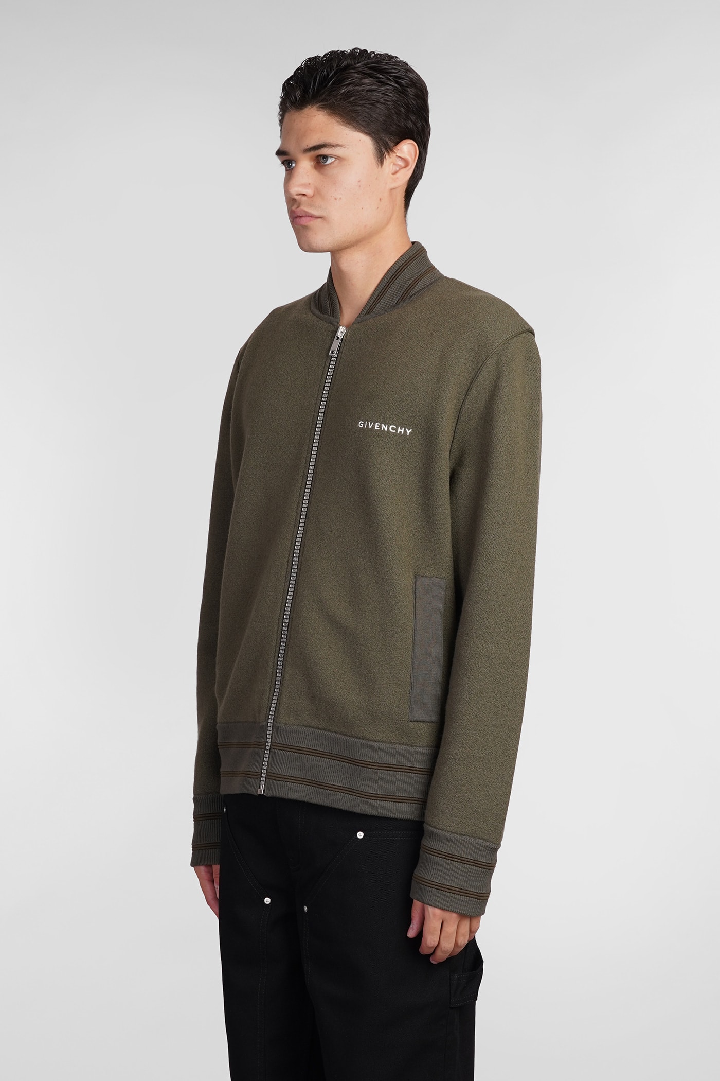 Shop Givenchy Bomber In Green Wool