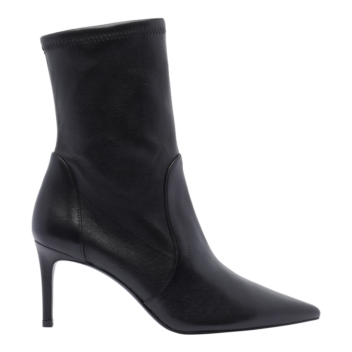 Stuart Weitzman 85 Stretch Bootie Ankle Leather Embroidery In Black