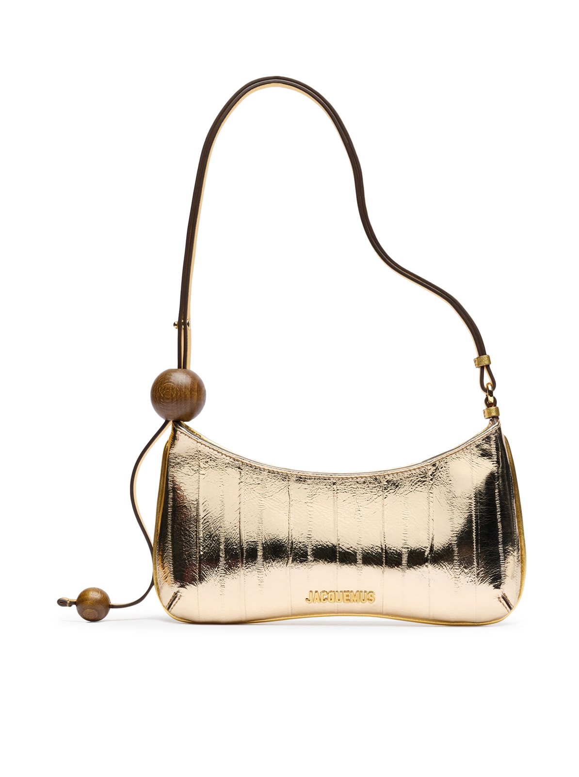 Shop Jacquemus Le Bisou Perle Beaded Shoulder Bag In Golden