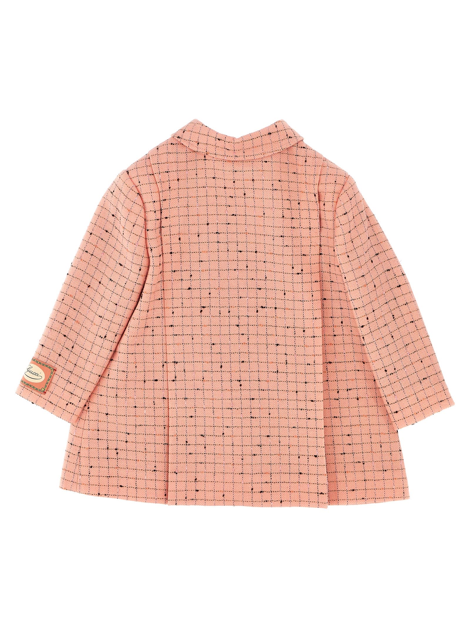 Shop Gucci Damier Wool Coat In Pink