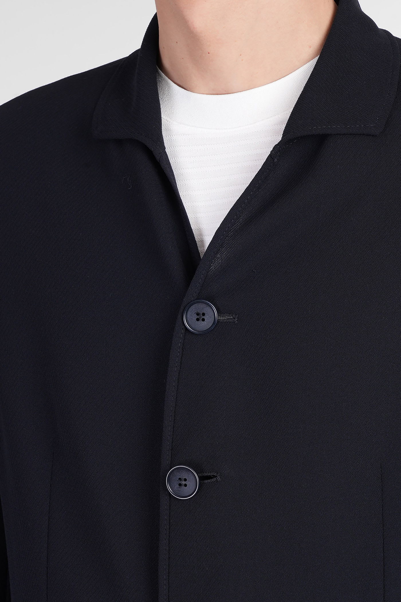 Giorgio Armani Blazer In Blue Wool In Black