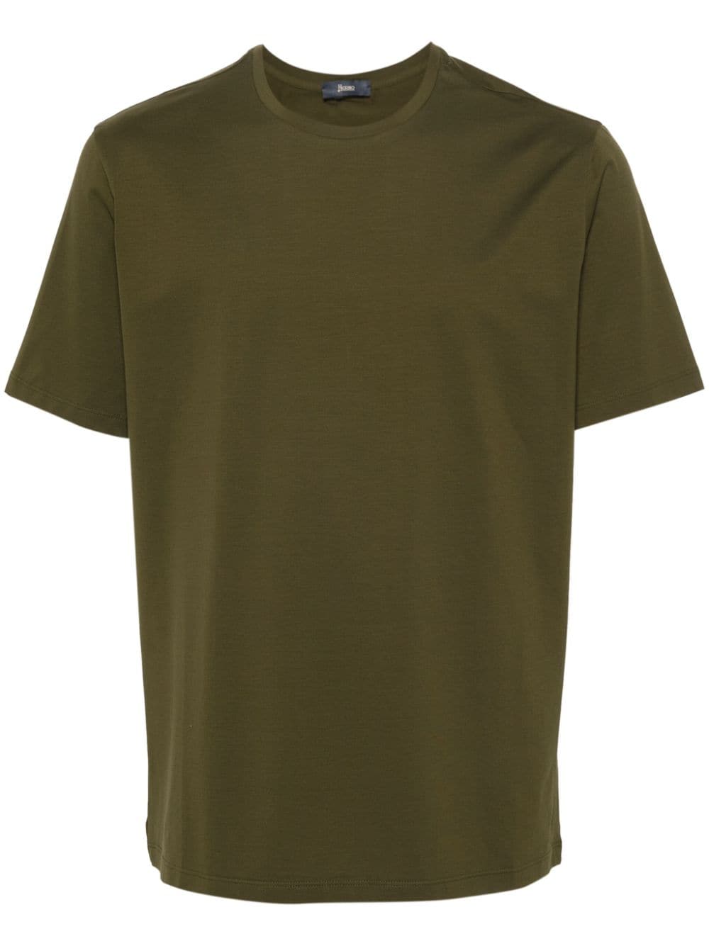 Shop Herno T-shirt In Cotone Stretch Militare In Light Military