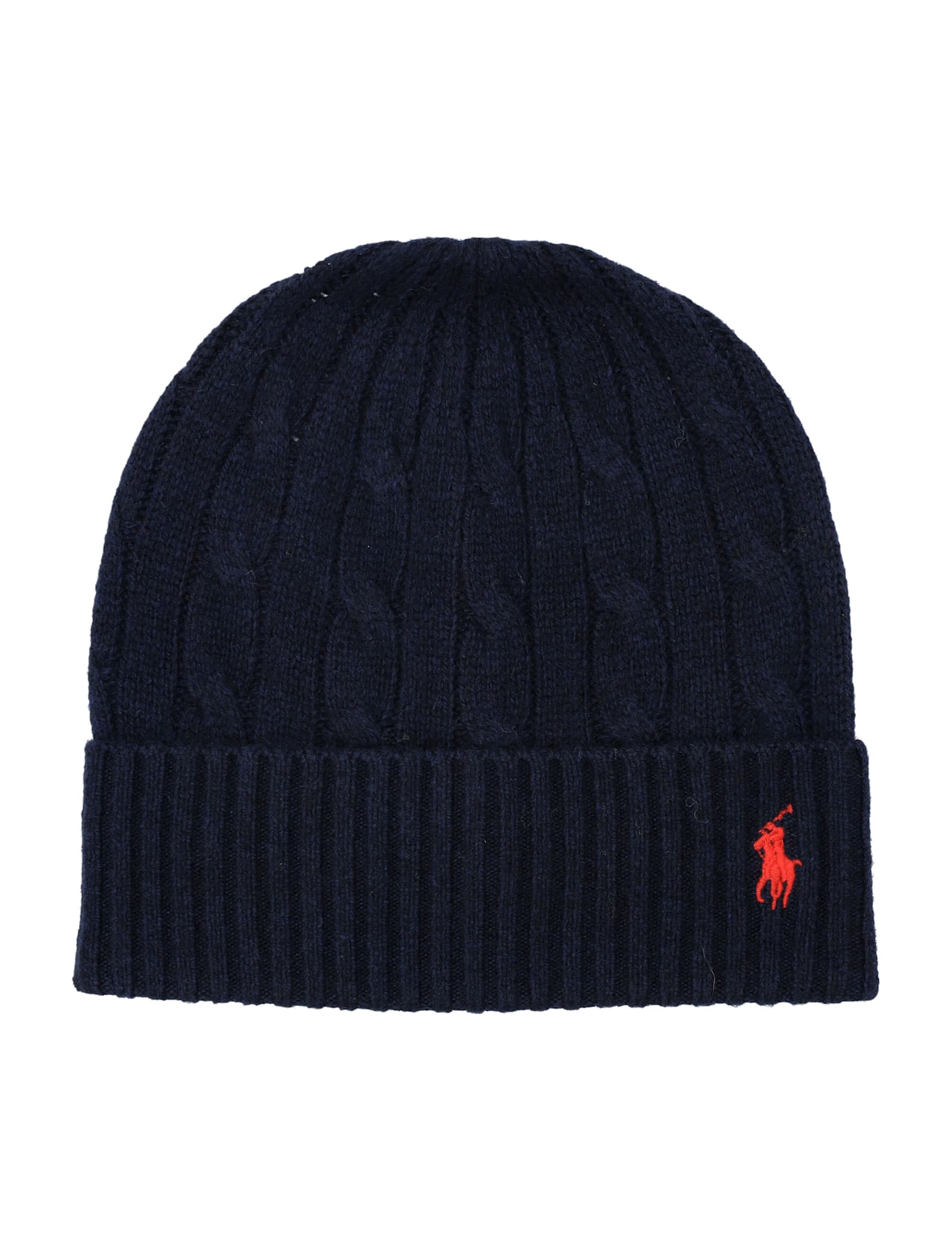 Polo Ralph Lauren Womens Hunter Navy Cable Knitted Wool And Cashmere Beanie In Brown