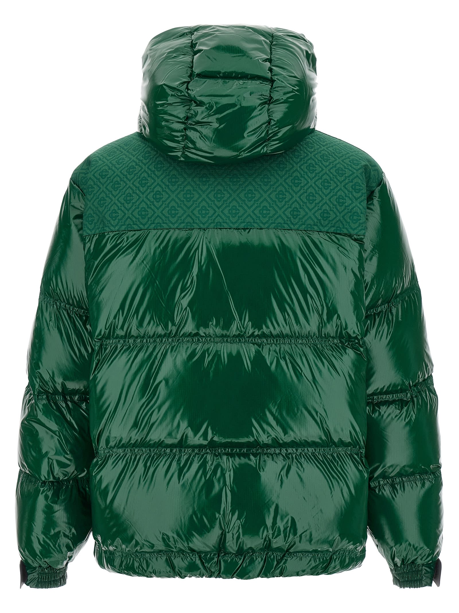 Casablanca Quilted Down-feather Jacket With Glossy Finish In Green