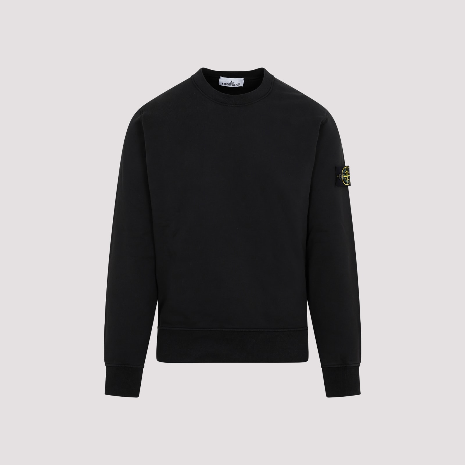 Shop Stone Island Compass Patch Crewneck Sweatshirt In Black