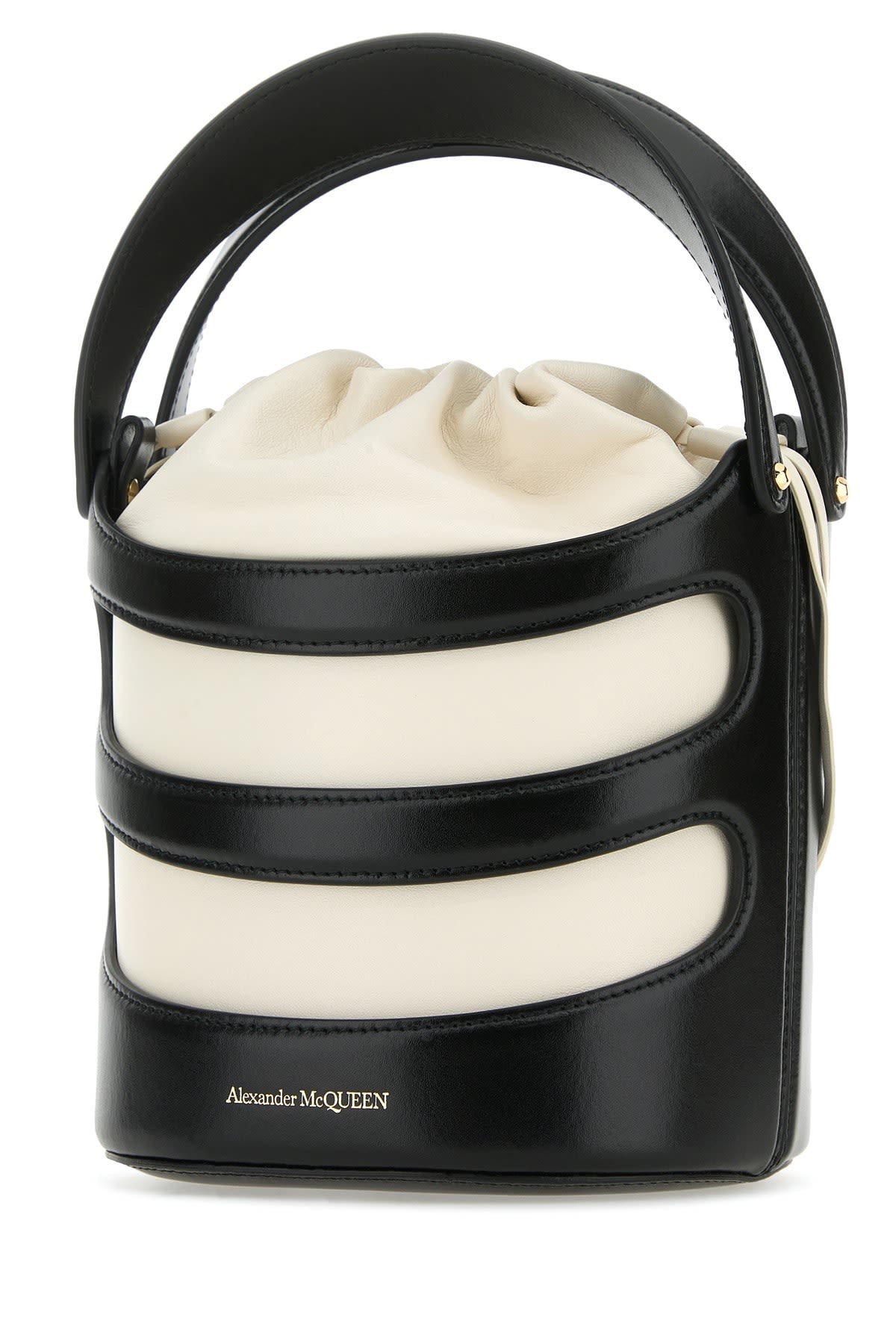 Shop Alexander Mcqueen The Rise Bucket In Blacksoftivory