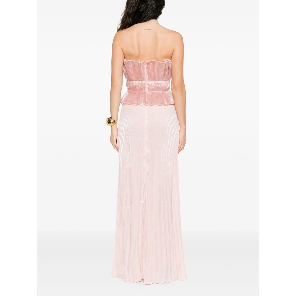 L'idée Pleated Ruffled Gown In Pink