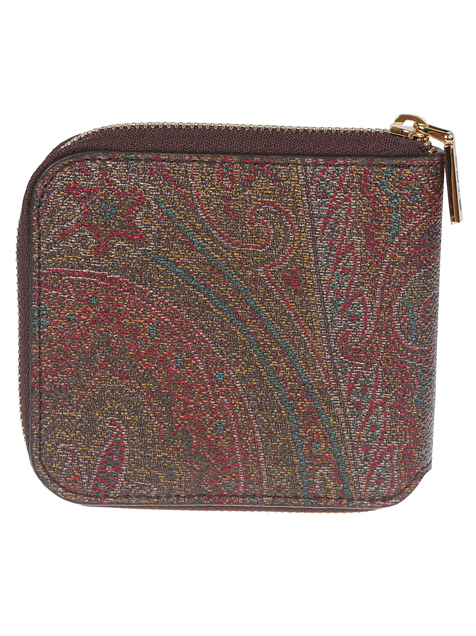 Etro Paisley Wallet With Pegaso Detail In Marrone
