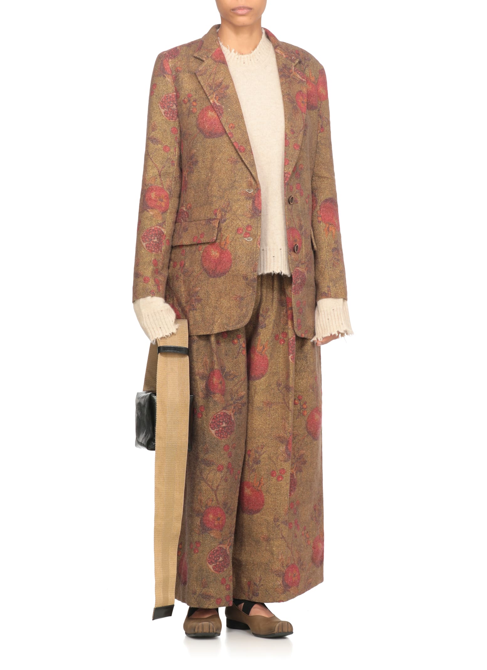Uma Wang Floral Pattern Blazer Long Sleeves In Green