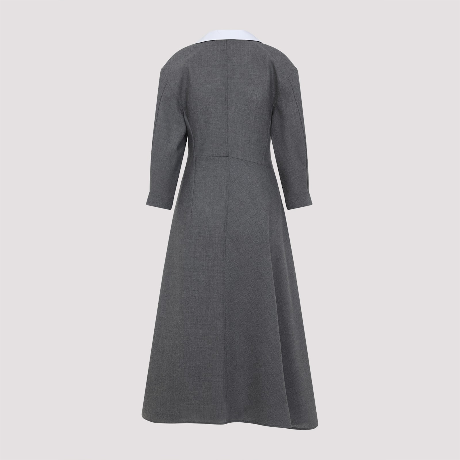 Jil Sander Mid-length Wool Dress With Contrasting Collar In Gray