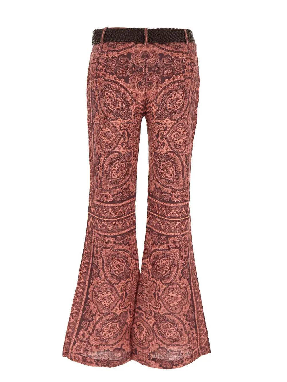 Shop Zimmermann Ottie Flared Pant In Coral Paisley