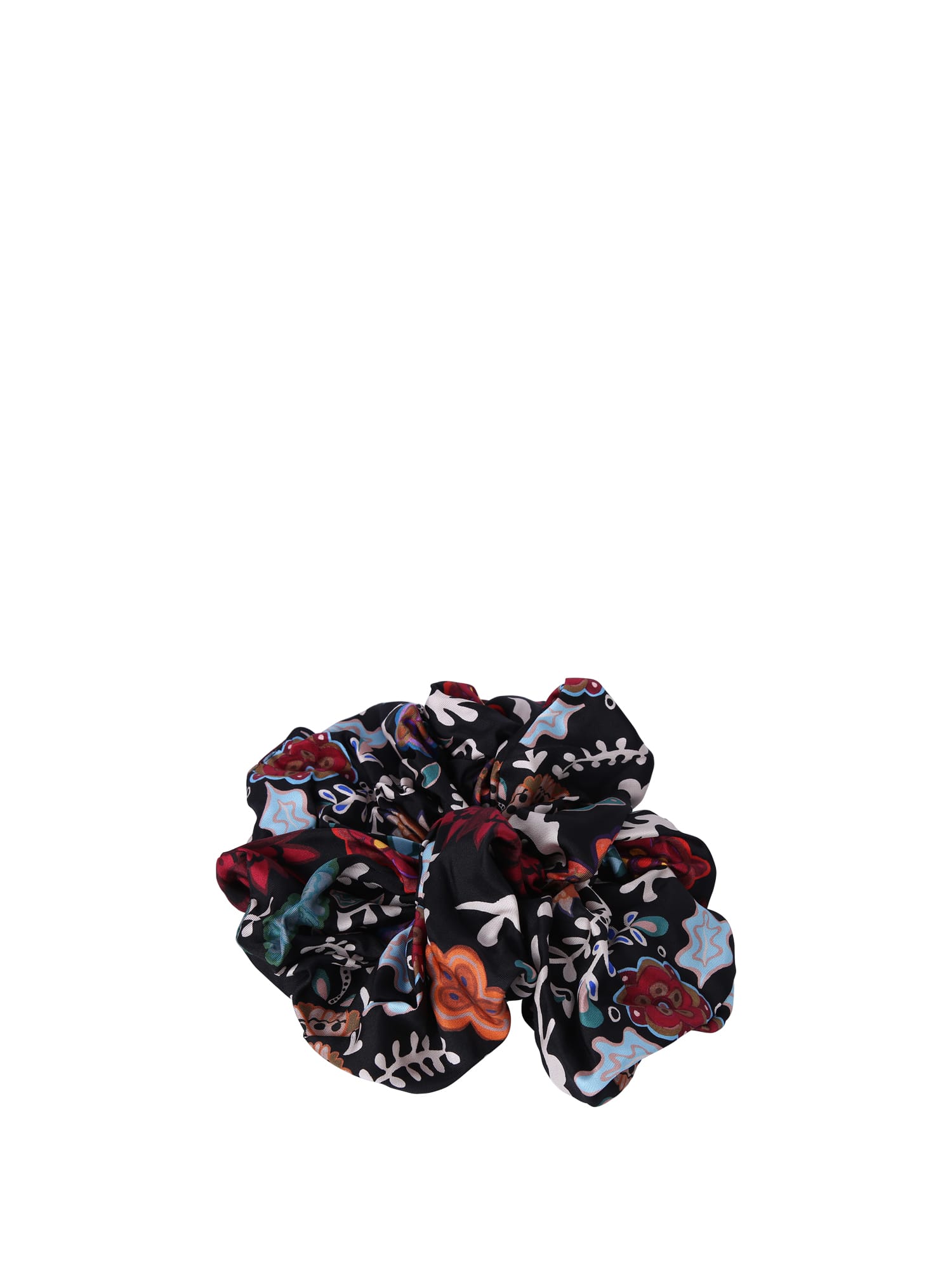 LA DOUBLEJ PRINTED SCRUNCHIE,SCR0003 SIL001 FIR0001