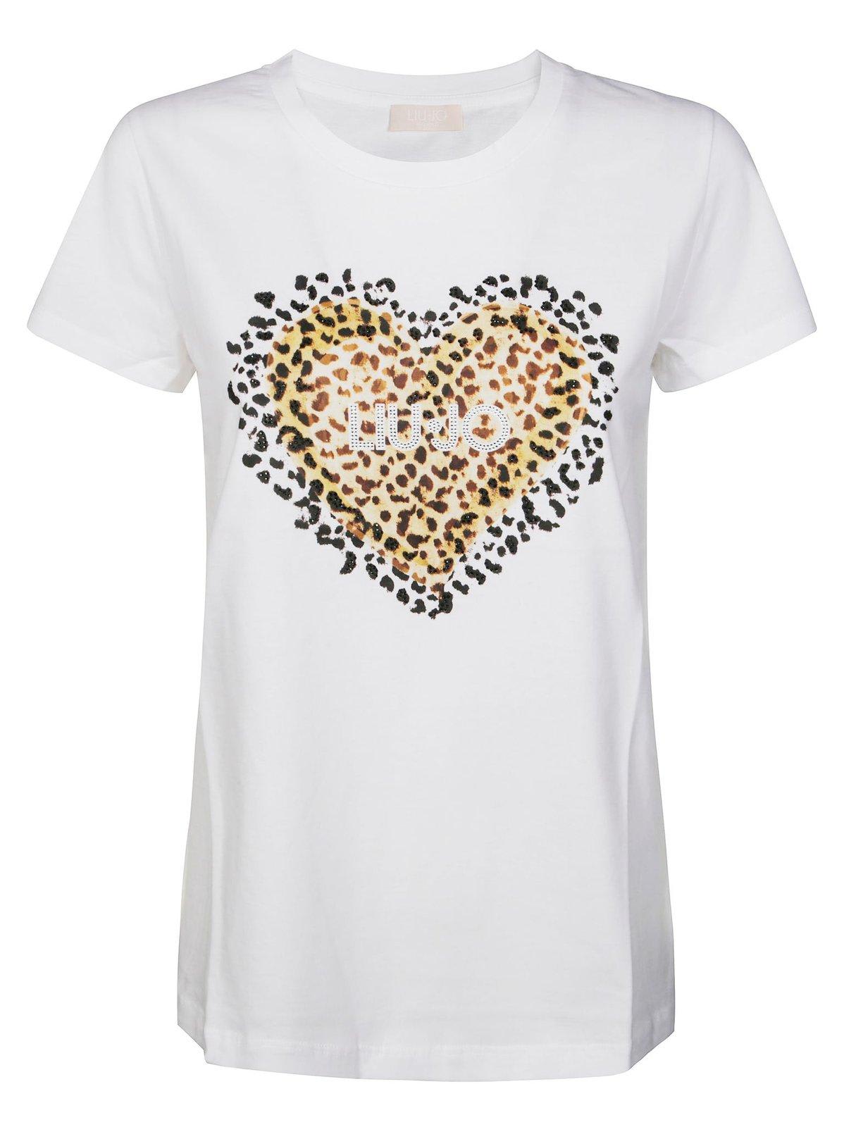 Liu •jo Heart Embellished Crewneck T-shirt