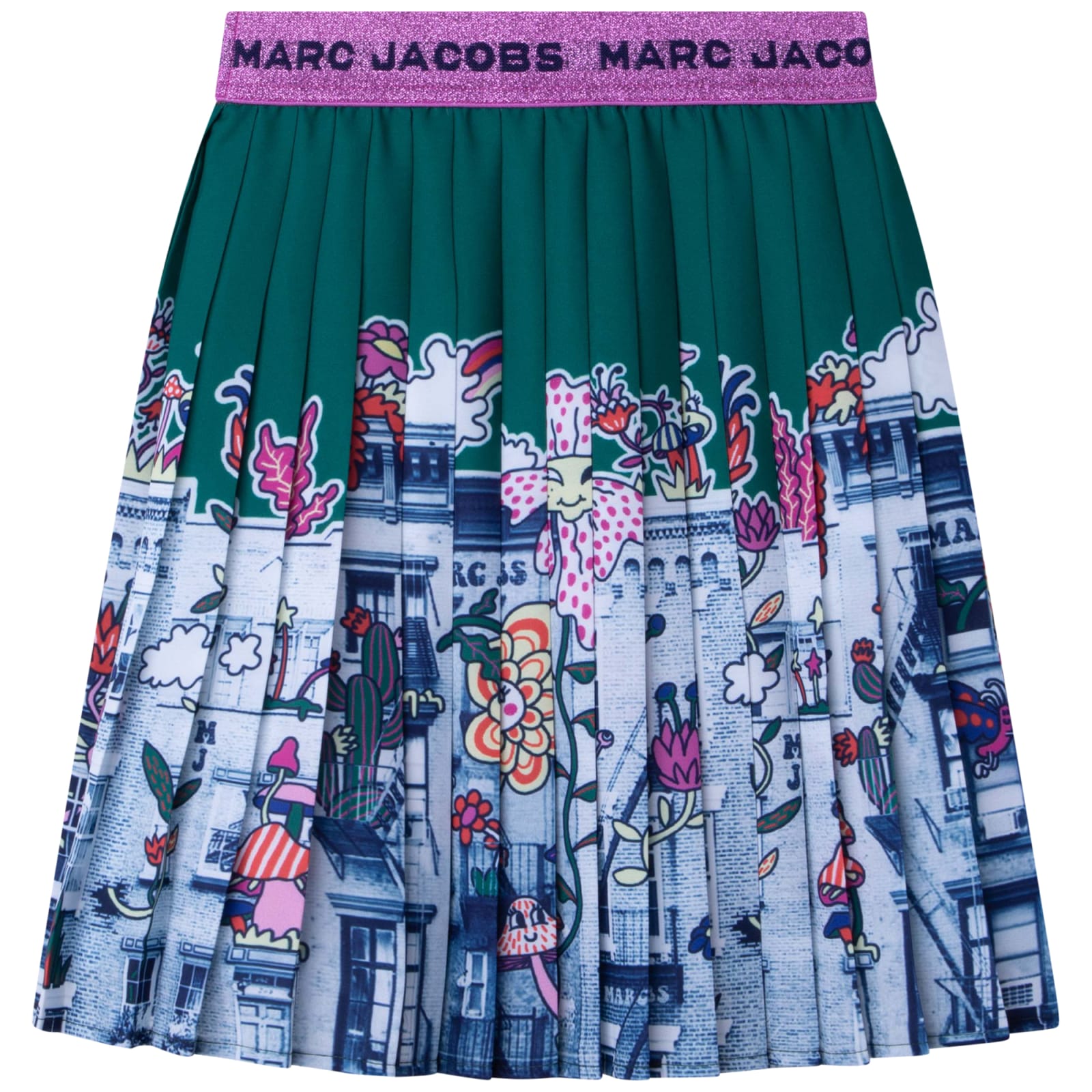 MARC JACOBS PLEATED SKIRT WITH GRAPHIC PRINT