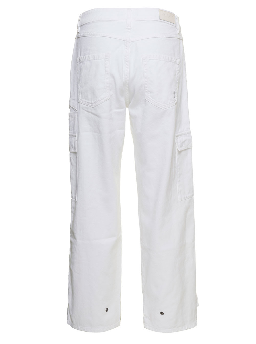 Shop Icon Denim Miki White Jeans With Patch And Welt Pockets In Cotton Denim Woman