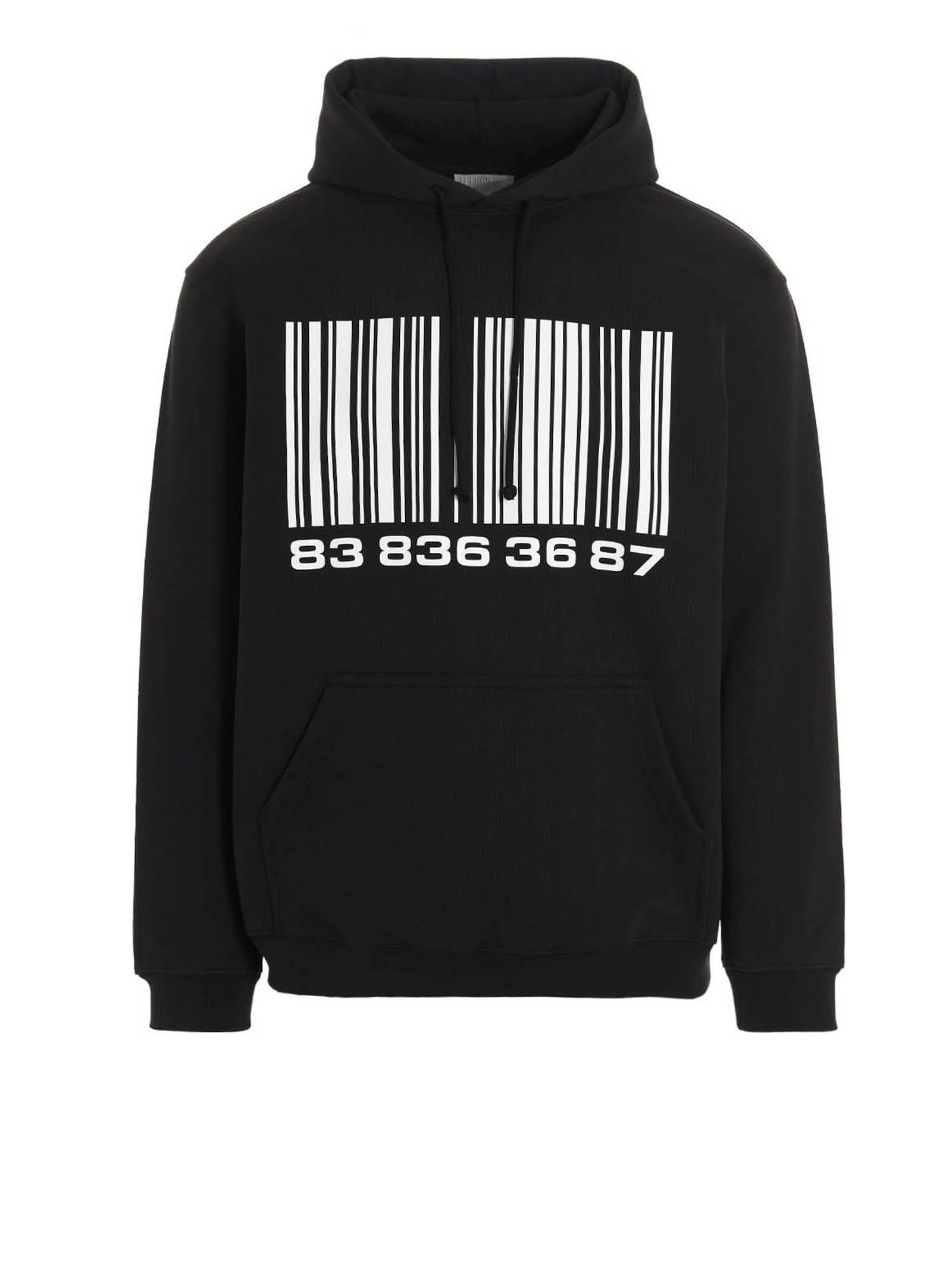 Vtmnts Big Barcode Hoodie In Black
