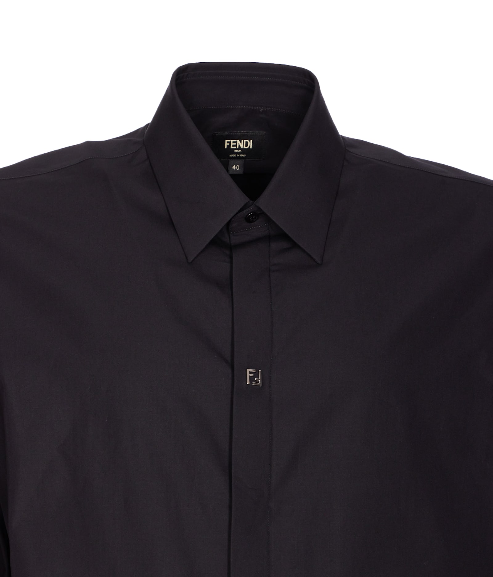 Fendi Men Micro Ff Detail Shirt In Black