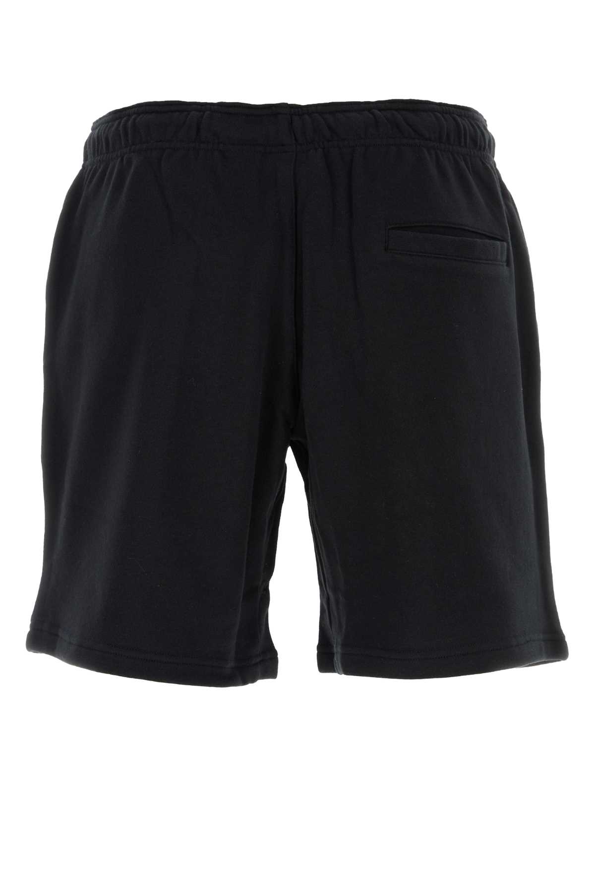 Shop Yohji Yamamoto Black Cotton Bermuda Shorts