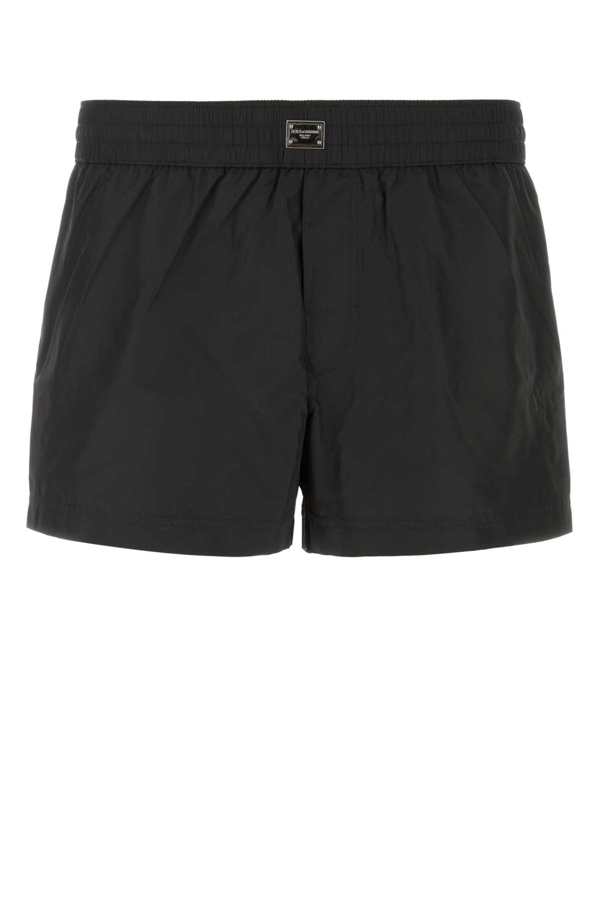 Dolce & Gabbana Black Polyester Swimming Shorts