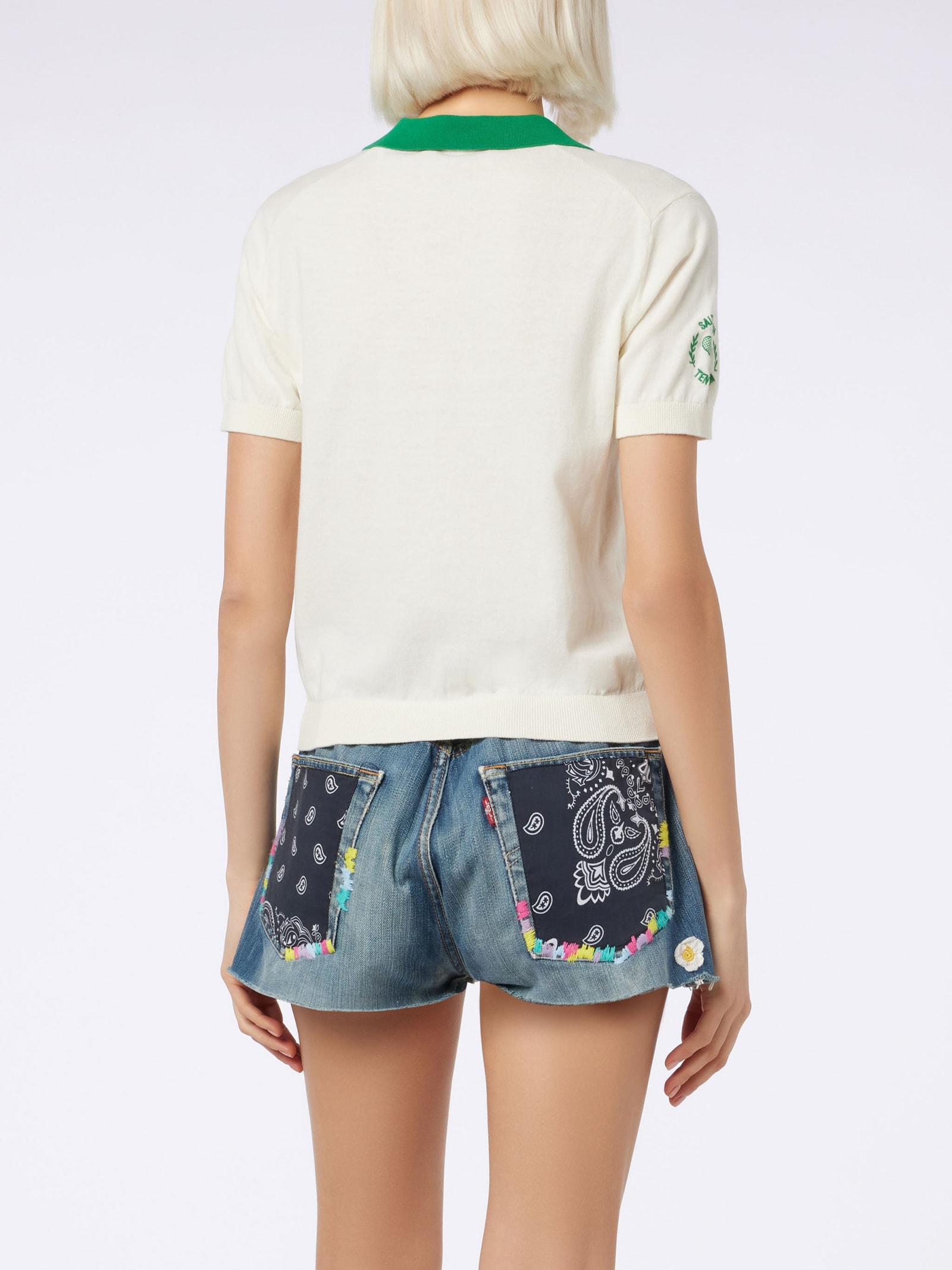 Mc2 Saint Barth Woman Cotton Knitted Polo Evonne Australian Brand Special Edition In White