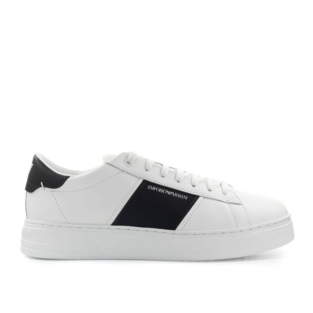 Emporio Armani White And Black Sneaker With Logo