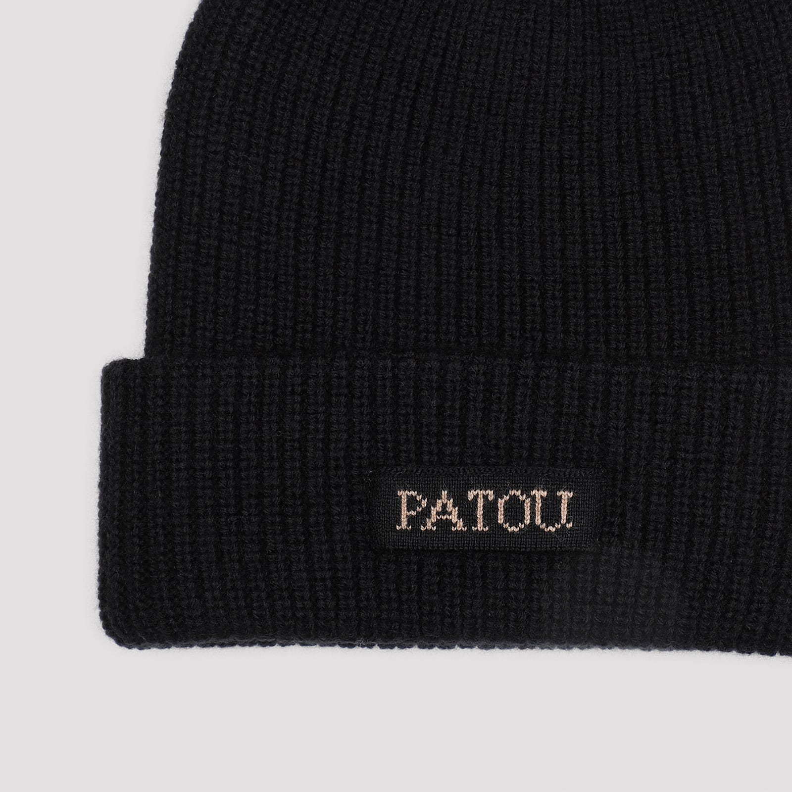 Shop Patou Knitted Ribbed Beanie Hat In B Black