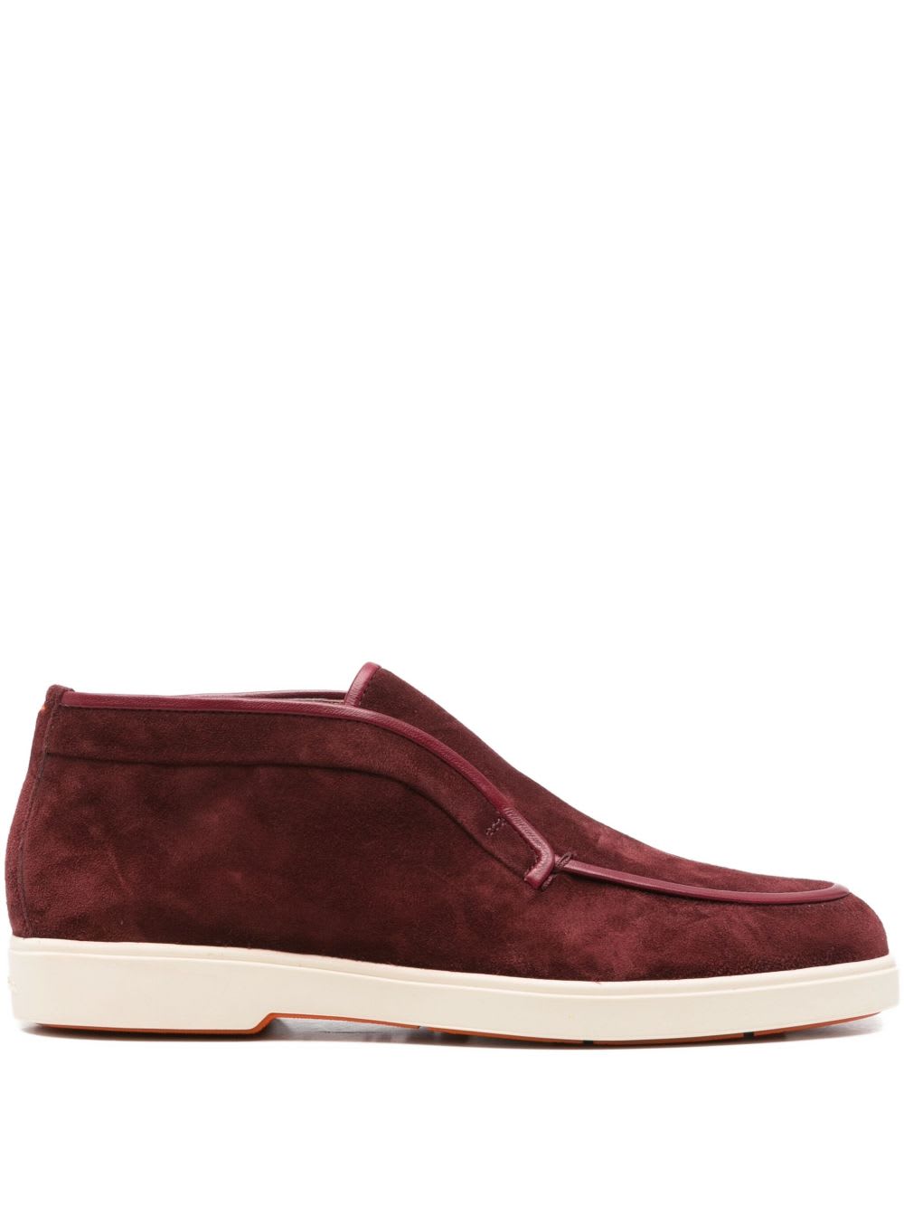 Santoni Mens Red Suede Desert Boot