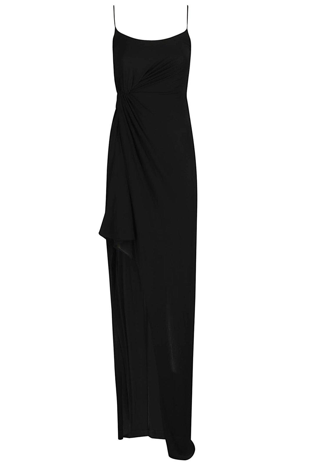Shop Pinko Scoop-neck Sleeveless Side-slit Maxi Dress In Black