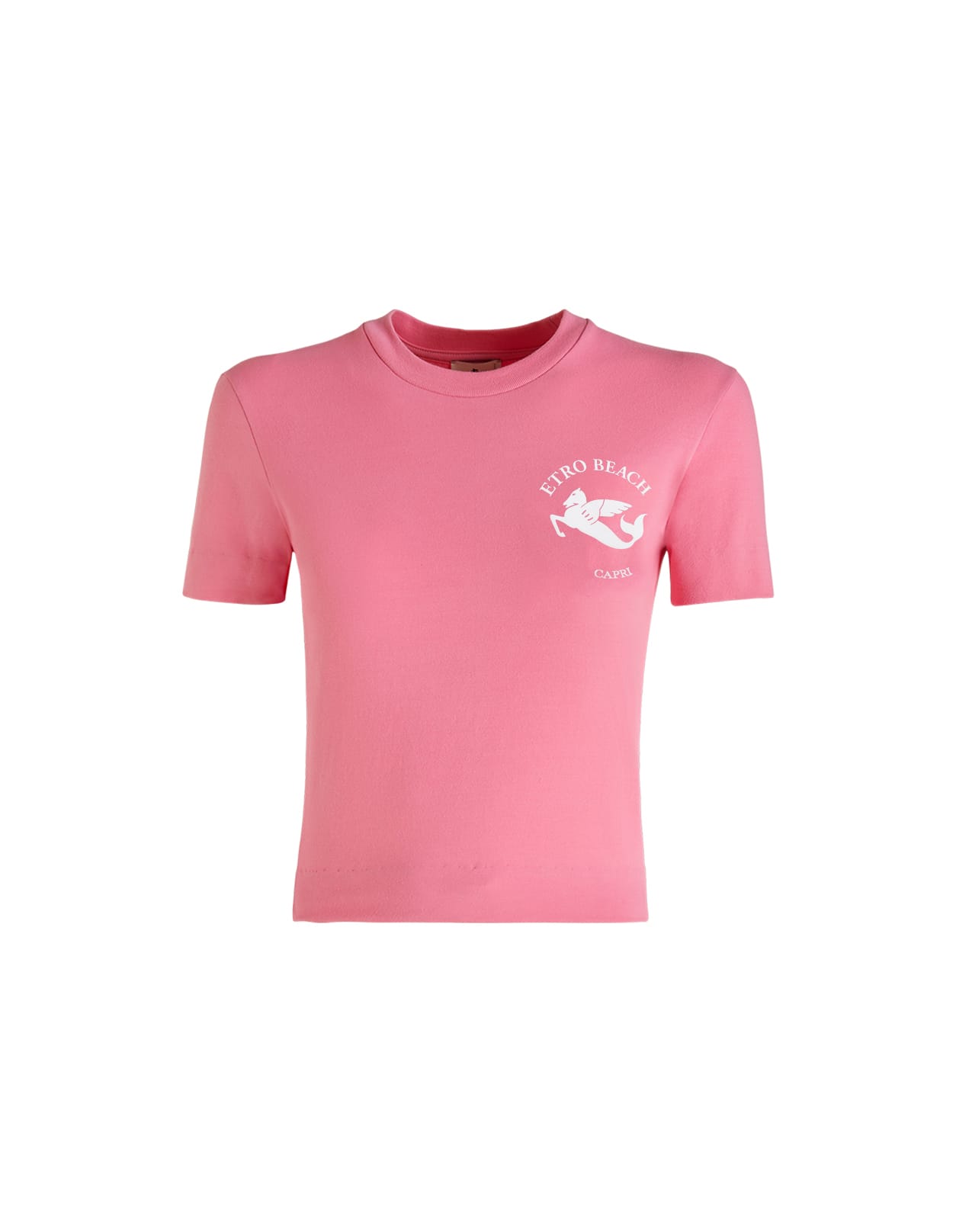 Etro Woman Pink Liquid Paisley Beach Crop T-shirt