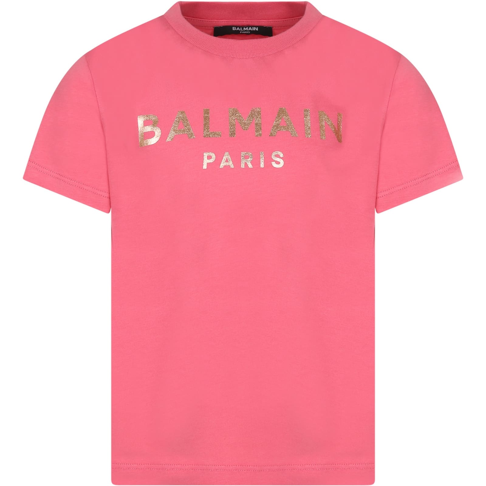 Balmain Kids' Fuchsia T-shirt For Girl With Logo