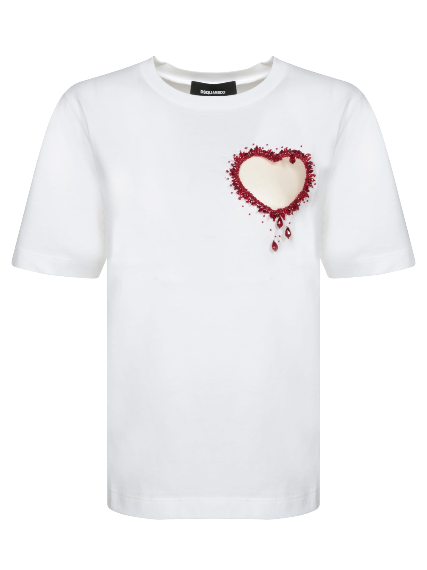 Shop Dsquared2 White T-shirt With Red Heart