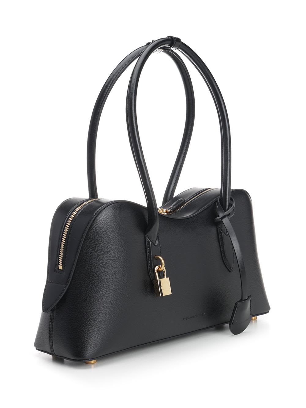 Stella Mccartney Stella Ryder Logo-embossed Embellished Textured Vegan Leather Tote In Black