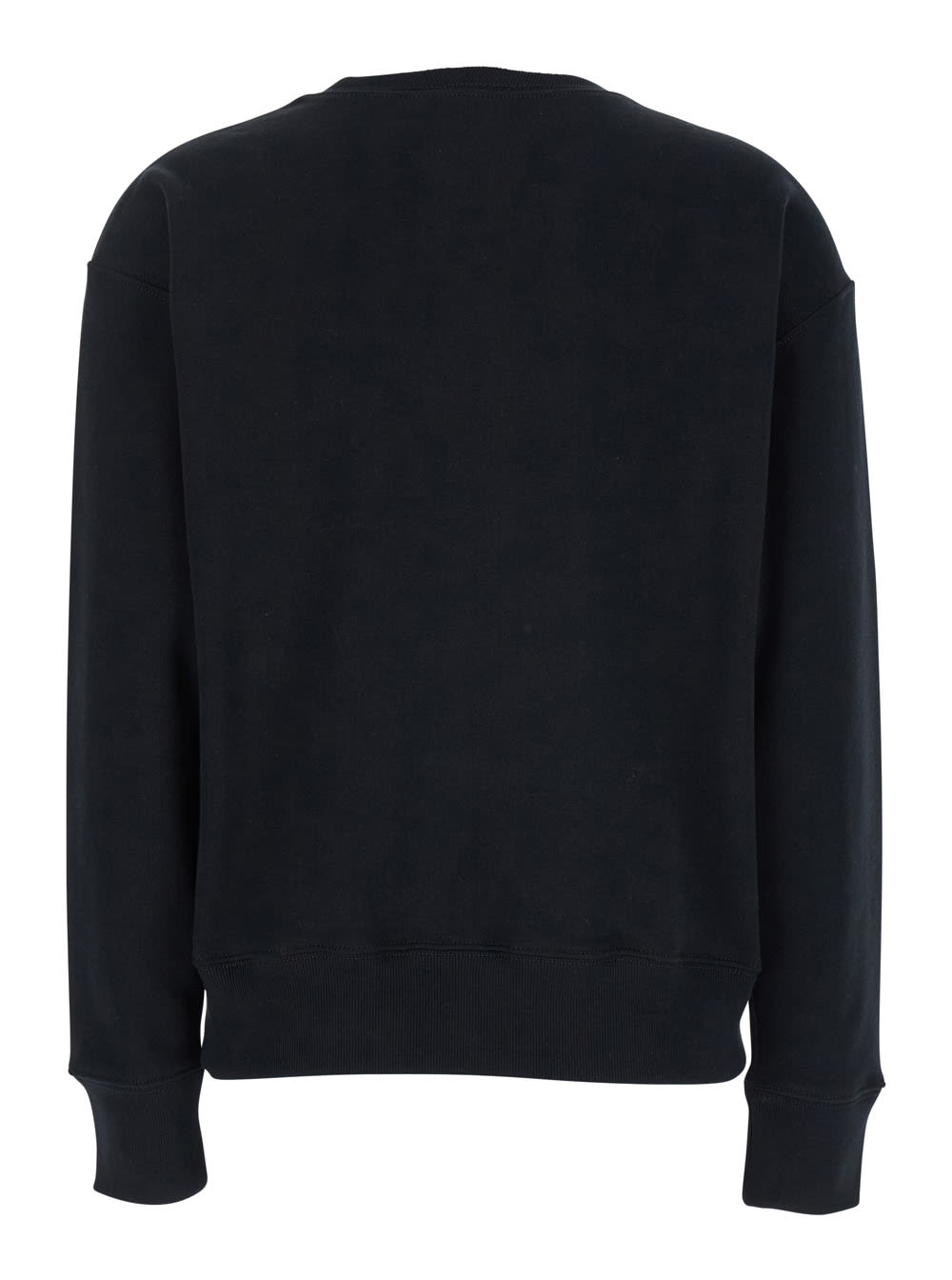 Shop Polo Ralph Lauren Black Crewneck Sweatshirt With Pony Detail On The Front In Cotton Blend Woman