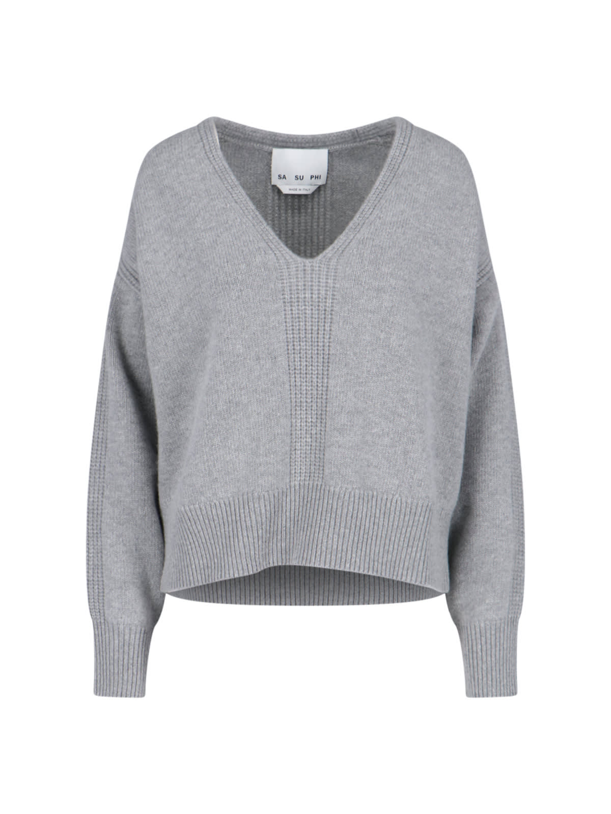 Shop Sa Su Phi V-neck Sweater In Gray