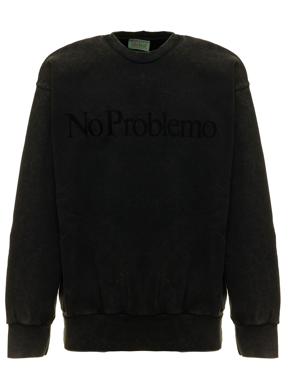 Aries Mans No Problemo Black Jersey Sweatshirt