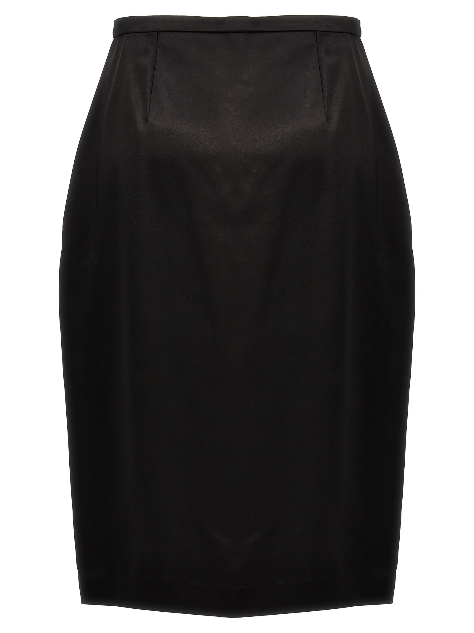 Shop Saint Laurent Satin Skirt In Black