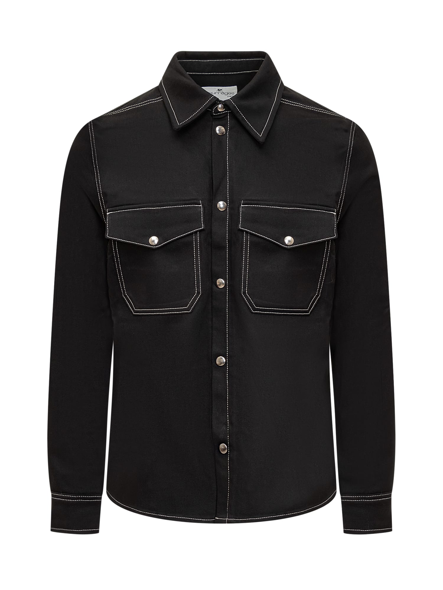 Shop Courrèges Denim Shirt In Black