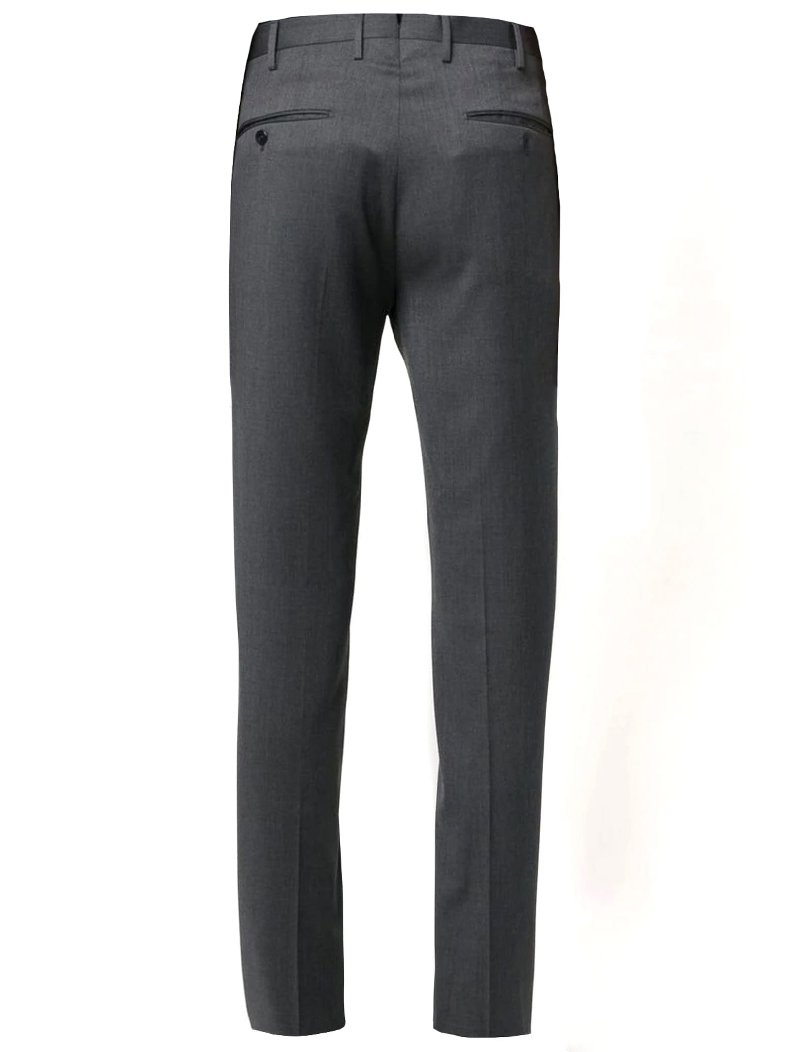 Shop Incotex Charcoal Grey Virgin Wool Trousers