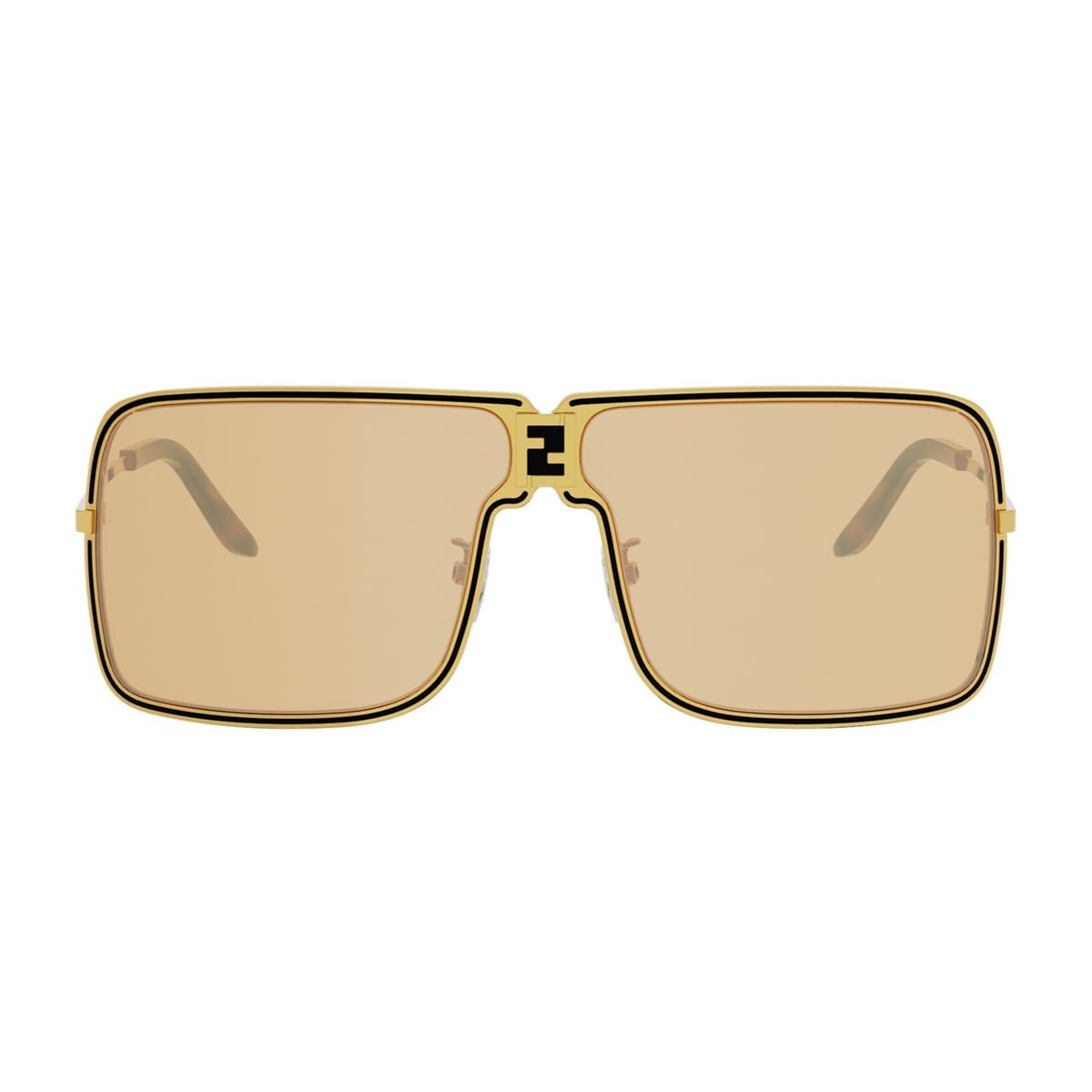 Fendi Fe40195u Ness 45e 45e Marrone Bronzato Sunglasses In Gold