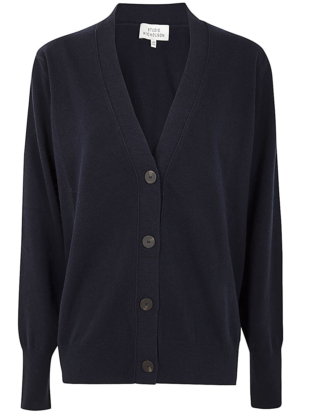 Shop Studio Nicholson 12gg Cardigan In Darkest Navy