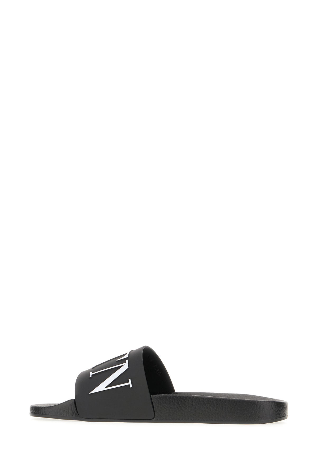 Shop Valentino Black Rubber Slippers In Nero Bianco