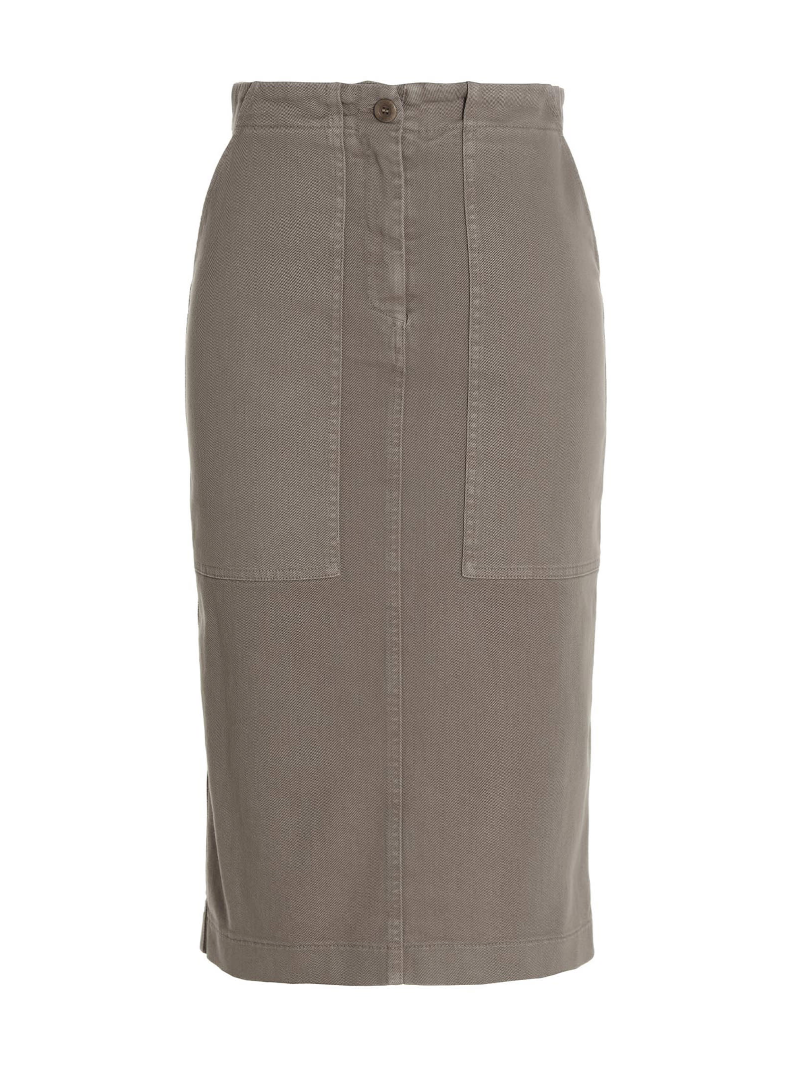 Shop Nude Midi Denim Skirt In Gray