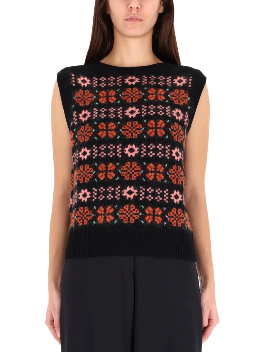 Paul Smith "fair Isle" Knit Vest In Black