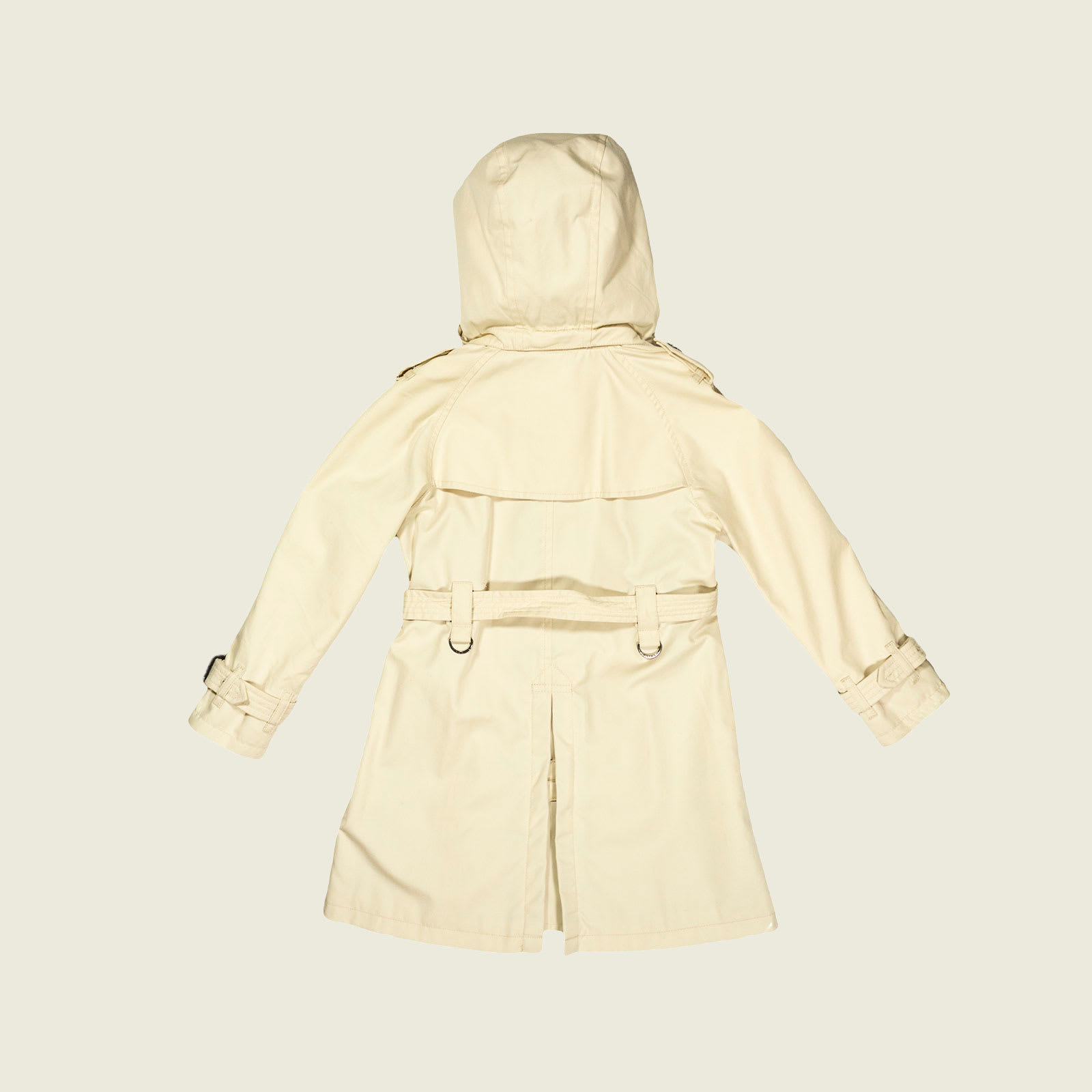 Shop Burberry Classic Beige Cotton Trench Coat With Check Interior With Detachable Hood